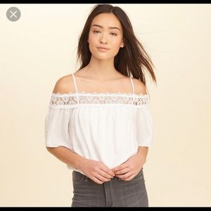 Hollister Juniors off the shoulder crochet boho